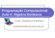Programação Computacional Aula 4: Álgebra Booleana Profa. Madeleine Medrano madeleine@icte.uftm.edu.br madeleine@icte.uftm.edu.br