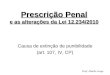 Prescrição Penal e as alterações da Lei 12.234/2010 Causa de extinção de punibilidade (art. 107, IV, CP) Prof. Murilo Jorge