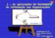 I – As aplicações de Sistemas de Informação nas Organizações Unidade II ago/2010 Fundamentos de SI Prof. Ulisses Sperle Graça Prof. Vanilde Manfredi