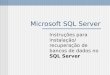Microsoft SQL Server Instruções para instalação/ recuperação de bancos de dados no SQL Server
