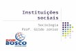 Instituições sociais Sociologia Prof. Gildo Júnior