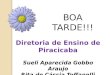BOA TARDE!!! Diretoria de Ensino de Piracicaba Sueli Aparecida Gobbo Araujo Rita de Cássia Toffanelli Prates