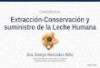 Extracción-Conservación y suministro de la Leche Humana. Dra. Evelyn Niño