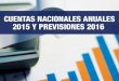 Cuentas Nacionales Anuales 2015 y previsiones 2016