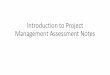 Introduction to Project Management Assessment Notes