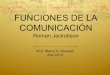 FUNCIONES DE LA COMUNICACIÓN - Creaciondementes · PDF fileFUNCIONES DE LA COMUNICACION ! Jackobson define seis funciones fundamentales que desempeña el lenguaje y la comunicación:
