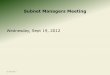 Subnet Managers Meeting - Colorado State University · PDF file–Recent tweaks for improved performance . ... Network related items to keep in mind: ... Custom network profile. •