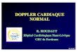 Doppler cardiaque normal (Pr. Roudaut) - · PDF fileDU ECHO DOPPLER CARDIAQUE NORMAL Plan Généralités Exploration du cœur gauche : DP / DC / D couleur Exploration du cœur droit