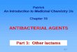 ANTIBACTERIAL AGENTS  Other B lactams -  SAR (Structure Activity Relationship )