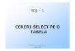 CERERI SELECT PE O TABELA - andrei.clubcisco.roandrei.clubcisco.ro/cursuri/3bd/fr/SQL1.pdf · plan de execuţie generat de server, ... Sistemul nu stochează în baza de date sau