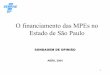 O financiamento das MPEs no Estado de São Paulo Sebrae/UFs/SP/Pesquisas...Utilizaram o caixa da empresa para pagar despesas pessoais (de sócios/ parentes/amigos) Fonte: SEBRAE-SP
