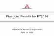 Financial Results for FY2014 · AUD 96 90 -7.5 THB 3.38 3.74 -16.5 GBP 176 174 -0.5 RUB 2.71 2.10 -10.0 *the amount includes increase of expenses for product improvement ... 390 270
