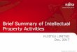 Brief Summary of Intellectual Property Activities Summary of Intellectual ... collaborate intensively