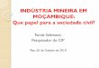 INDÚSTRIA MINEIRA EM MOÇAMBIQUE: Que papel … · 1. Historial da IE em Moçambique • A exploração de minérios (ouro, pedras preciosas,etc) remonta ao período pré-colonial