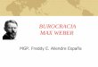 BUROCRACIA MAX WEBER - Freddy E. Aliendre … · Burocracia y Poder Weber distingue 3 tipos de sociedad: a.La sociedad tradicional, predominan características patriarcales y hereditarias