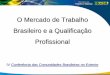 O Mercado de Trabalho Brasileiro e a Qualificação Profissional · REGIONAIS DO TRABALHO REGIONAIS DO TRABALHO REGIONAIS DO TRABALHO . Pronatec ... - Não tem experiência de trabalho,