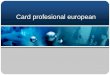 Card profesional european - old.fonduri-ue.roold.fonduri-ue.ro/posdru/images/doc/prezentare_cardul.pdf · • Emiterea Cardului Profesional European, personalizat pentru fiecare persoană