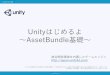 Unityはじめるよ AssetBundle基礎～ - monolizm.com¬¬24回_プレゼン資料(Unityはじめるよ... · AssetからAssetBundleを作ってサーバーにアップ アプリ実行時に、