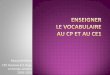 LE VOCABULAIRE AU CYCLE 2 - Académie de Lilleroubaixest.etab.ac-lille.fr/files/2019/03/VOCABULAIRE-CP...Rencontrer le mot en contexte Travailler les mots en contexte est une aide