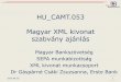 HU CAMT.053 Magyar XML kivonat · 2017-06-11 · Magyar XML kivonat szabvány ajánlás 1. Mi a camt.053 – miért jó? 2. Szabványosítás menete 3. HU_CAMT.053 a) Boríték b)