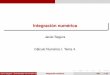 Javier Segura Cálculo Numérico I. Tema 4. · Introducción y deﬁniciones Estructura de la presentación: 1 Introducción y deﬁniciones 2 Fórmulas de Newton-Cotes Fórmulas
