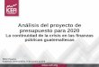 Análisis del proyecto de presupuesto para 2020 · Actividades seleccionadas del presupuesto vigente 2019 y proyecto de presupuesto 2020: financiero y físico vinculado al resultado