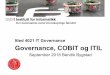 Itled 4021 IT Governance Governance, COBIT og ITIL · COBIT Control Objectives for Information and Related Technology • Et rammeverk utviklet av ISACA (Information Systems Audit