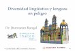 Diversidad lingüística y lenguas en peligro · Población y diversidad lingüística • 292 lenguas (SIL) • 68 lenguas y 364 variantes (INALI) • 11 familias lingüísticas