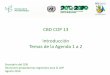 CBD COP 13 Introducción Temas de la Agenda 1 a 2€¦ · Agosto 2016 • Decimotercera reunión de la Conferencia de las Partes del Convenio sobre la Diversidad ... • Establece
