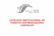 CATÁLOGO INSTITUCIONAL DE PUESTOS CON INDICADORES … · El Catálogo Institucional de Puestos con Indicadores Laborales es un documento de apoyo en el que se detalla la descripción