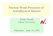 Nuclear Weak Processes of Astrophysical Interestnuc2011/Talks/Suzuki.pdf · ・sd: Kuo G-matrix T=1 monopole terms more repulsive → SFO-tls 3=0d3/2 5=0d5/2 1=1s1/2 ν-induced reactions