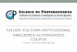 TALLER: CULTURA INSTITUCIONAL INMUJERES ...COLEGIO DE POSTGRADUADOS Institución de Enseñanza e Investigación en Ciencias Agrícolas Campeche-Córdoba-Montecillo-Puebla-San Luis