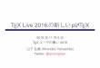TEX Live 2016 の新しいpLATEX - GitHub Pages · 1995.11 pLATEX2" (ASCII Corporation) 2006.11 アスキーによる現時点で最後の版 2016.01.06 (devel mailing list) 日本語TEX
