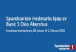Sparebanken Hedmark + Bank 1 · Kilde: SpareBank 1 Gruppen Agenda Forretningskapital per Q3 2015. NOK mrd. 8 januar 16 Sparebanken Hedmark kjøper Bank 1 Oslo Akershus. Transaksjonens