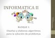 INFORMATICA II · 2015-01-27 · INFORMATICA II BLOQUE 1 Diseñas y elaboras algoritmos para la solución de problemas ... 1.2 Metodología de Solución 1.2.1 Fases de Solución 1.4