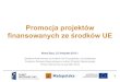 Promocja projektów finansowanych ze środków UE · 2012. 11. 26. · Promocja projektów finansowanych ze środków UE 1 Nowy Sącz, 22 listopada 2012 r. Szkolenie finansowane ze