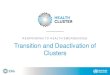 RESPONDING TO HEALTH EMERGENCIES Transition and ...Cluster Deactivation The closure of a formally activated cluster •Transfer of core functions (such as Provider of Last Resort)