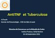AntiTNF et Tuberculose - SAHGEEDTuberculose maladie TM avant traitement anti TNF: 1. traitement d’attaque standard TP ou TEP de 6 à 8 semaines 2. puis traitement concomitant antiTNF