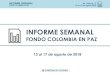 FONDO COLOMBIA EN PAZ...2018/08/17  · Cultivos / FCP / ANT $ 427 21 de agosto de 2018 $ 427 INFORME SEMANAL FONDO COLOMBIA EN PAZ No. Informe: 19 13 al 17 de agosto 2018 Planeación