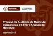 Proceso de Auditoría de Matrícula Censal a las 94 ETC y Análisis de Matrícula · 2014. 5. 5. · en un proceso público por concurso de méritos adjudica a 6 firmas auditoras