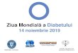 Ziua Mondială a Diabetului · 2019. 11. 8. · Pliant - Diabetul- o problemă și a familiei!A4 Poster –Factori de risc pentru diabetul zaharat tip II A3 Infografic –Diabetul