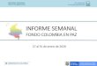 Presentación de PowerPoint · 2020. 2. 10. · 27 al 31 de enero de 2020 ASIGNACIÓN PRESUPUESTAL COMPROMISOS PRESUPUESTALES TOTAL EJECUTADO Fuente: P.A. Fondo Colombia en Paz. Cifras