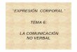 EXPRESIÓN CORPORAL TEMA 6: LA COMUNICACIÓN ...ocw.upm.es/pluginfile.php/1351/mod_label/intro/tema6.pdfCOMPONENTES NO ORALES O CORPORALES 1. Contacto corporal 2. Orientación corporal