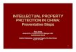 INTELLECTUAL PROPERTY PROTECTION IN CHINA ... - IP Protection in... 1 INTELLECTUAL PROPERTY PROTECTION