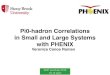 Pi0-hadron Correlations in Small and Large Systems with …...Two particle correlations 3 •Two particles correlations from same jet : near side (∆φ ∼ 0) •Two particles correlations
