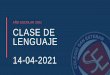AÑO ESCOLAR 2021 CLASE DE LENGUAJE 14-04-2021