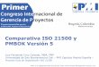 Comparativa ISO 21500 y PMBOK Versión 5