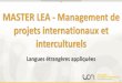 MASTER LEA - Management de projets internationaux et 