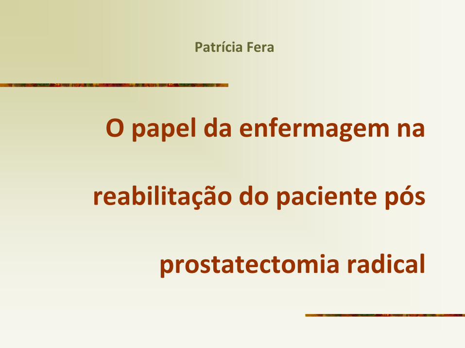 Pdf O Papel Da Enf Na Reab Do Paciente P S Prostatectomia Radical