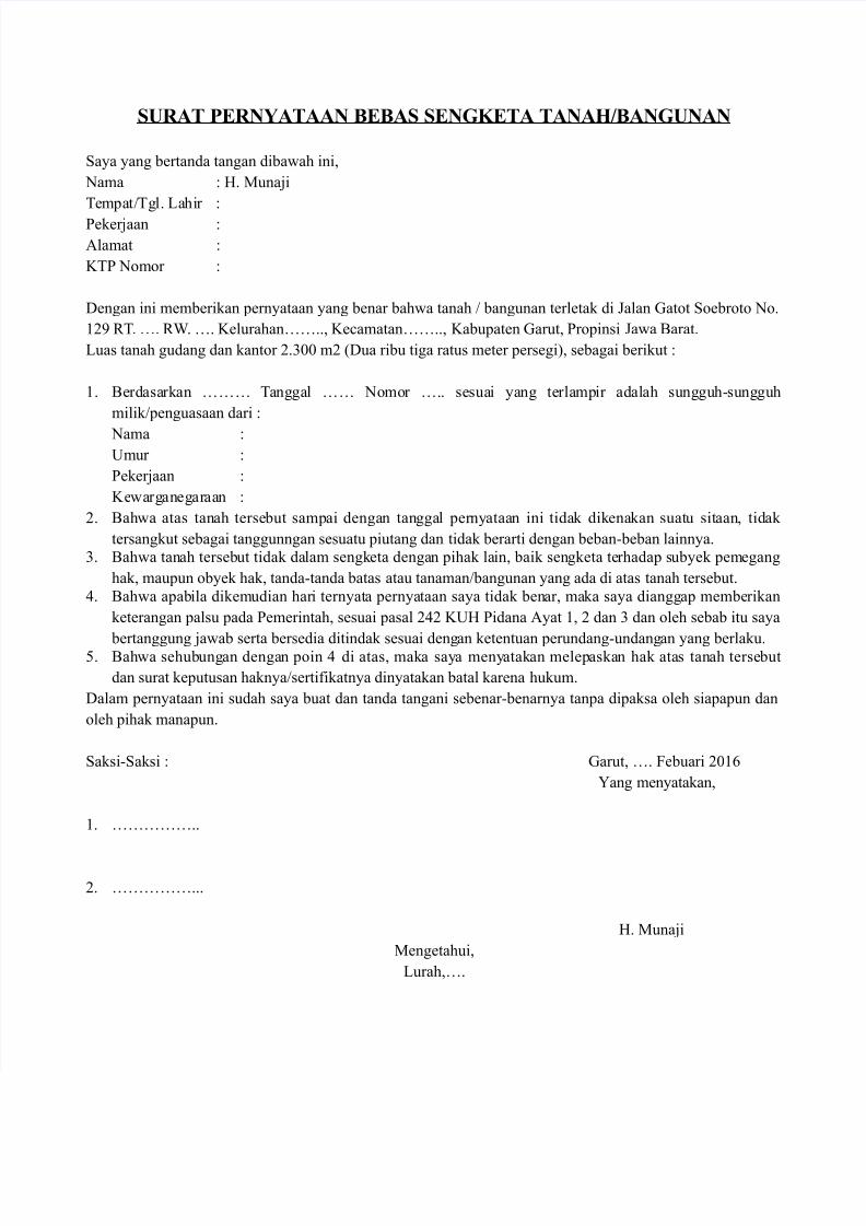 PDF Surat Pernyataan Bebas Sengketa Tanah PDFSLIDE TIPS